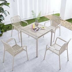Outdoor aluminum alloy tables and chairs, coffee shop, milk tea shop, leisure tea table combination, garden B&B, open-air waterproof sun protection chair Outdoor aluminum alloy tables and chairs, coffee shop, milk tea shop, leisure tea table combination, garden B&B, open-air waterproof sun protection chair