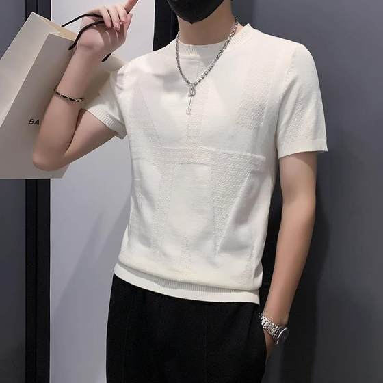 LL men's T-shirt men's short-sleeved trendy brand trendy round neck knitted high-end white base shirt versatile jacquard inner wear
LL men's T-shirt men's short-sleeved trendy brand trendy round neck knitted high-end white base shirt versatile jacquard inner wear