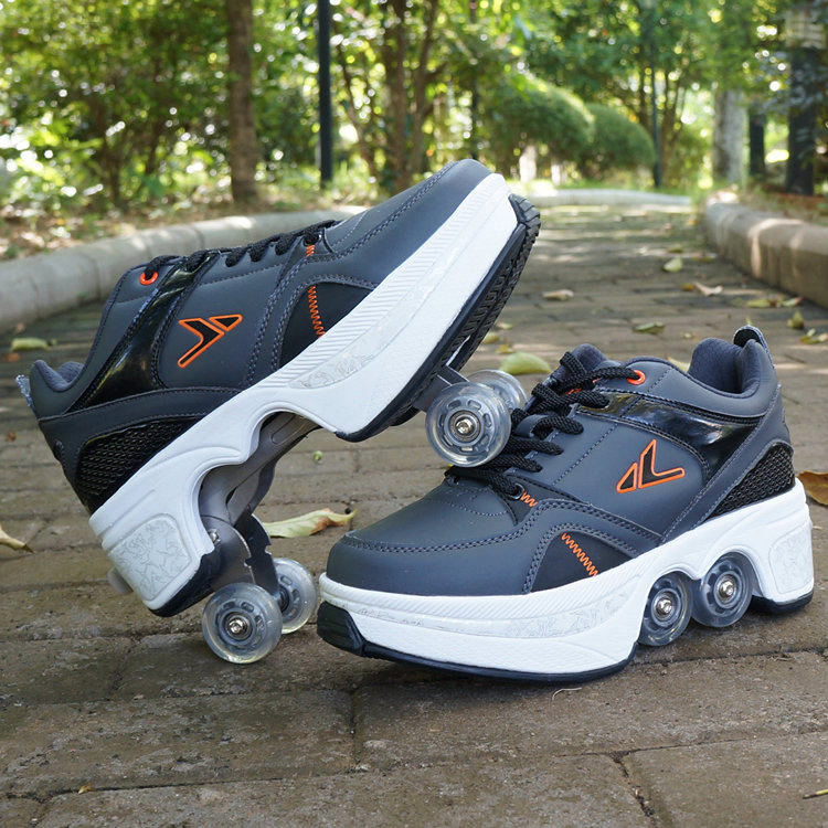 Good corner Deformation Roller Skates Unisex Four Wheel Shoes