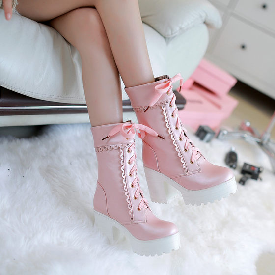 Autumn and winter new Japanese sweet short boots lolita shoes Lolita boots thick heel waterproof platform high heel Martin boots Autumn and winter new Japanese sweet short boots lolita shoes Lolita boots thick heel waterproof platform high heel Martin boots