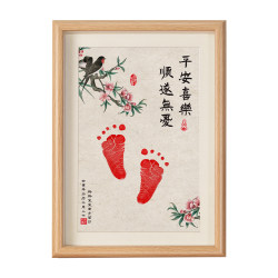 Year of the Rabbit baby one year old hand and foot print souvenir hand and foot print calligraphy and painting stepping on footprints newborn baby gift full moon for 100 days Year of the Rabbit baby one year old hand and foot print souvenir hand and foot print calligraphy and painting stepping on footprints newborn baby gift full moon for 100 days