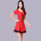 2019 new middle-aged and old people's square dance dress women's spring and summer embroidered skirt dance suit pure cotton performance dress