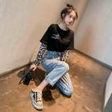 Thin and fake two women's spring thin top bottoming shirt 2020 new fashion leopard T-shirt with long sleeves