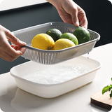Double layer plastic drain basket rectangular small dish washing basin kitchen household creative fruit washing basket fruit plate