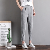 Harun pants women's 9 points summer thin high waist cotton and Linen Pants Large Size loose and thin suit pants linen casual pants