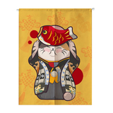 定制门帘招财猫与鲤鱼挂帘遮光帘创意日式布艺隔断帘布帘半门装饰