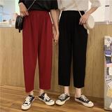 Summer and autumn Korean version pants loose nine point pants high waist thin straight bobbin pants women's grandmother pants casual pants fall feeling wide leg pants