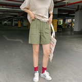 Tooling shorts women's summer 2019 new A-line wide leg pants loose high waist Korean versatile straight five point casual pants