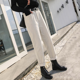 Straight tube light core flannelette children's autumn and winter 2019 new tooling radish pants Korean casual dad white striped flannelette