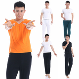 Fuwu 2019 new style dance costume square dance costume summer men's short sleeve top sports fitness suit