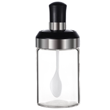 Moisture-proof condiment box Glass household sealed condiment jar Salt jar Kitchen sugar monosodium glutamate jar brush oil pot set