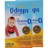 Baby ddrops baby vitamin D3 baby calcium supplement drop 400IU 2.5ml 90 drops * 2 bottles