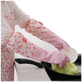 Durable kitchen dishwashing gloves, women's cleaning household rubber, plush, waterproof washing clothes, dish washing artifact