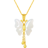 Zhou Liufu jewelry, gold inlaid jade pendants, women's gold butterflies and Tian Baiyu pendants, Jiali aaya043294