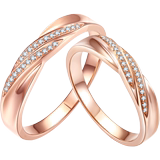 Zhou Liufu jewelry 18K Gold Diamond couple ring rose color gold small broken diamond row ring for men and women WP