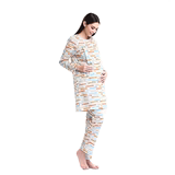 Pregnant women's large size baby clothes medium long pure cotton long sleeve home clothes set for nursing pajamas after spring and summer