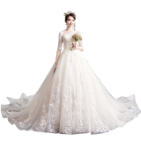 Wedding dress 2019 new tailed simple forest super fairy dream bride's main wedding dress Hepburn goes out in winter