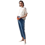 Happy house pregnant women's cropped pants cowboy 2020 spring new sports pants loose pants striped Tencel daddy pants