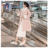 Autumn and winter 2019 new Lapel pink wool like coat women's fashion small Ni coat medium length