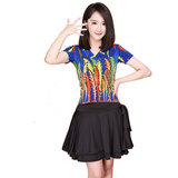 Fuwu costume square dance costume new suit summer two piece skirt suit short sleeve adult dance costume