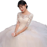 Tiktok 2019 New Winter Wedding sleeves, slim wedding dress, bride tail, Sen sage, fantasy, shake voice, same paragraph.