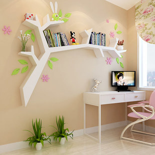 创意树形落地书架墙上置物架儿童房办公室客厅卧室书房报刊展示架
