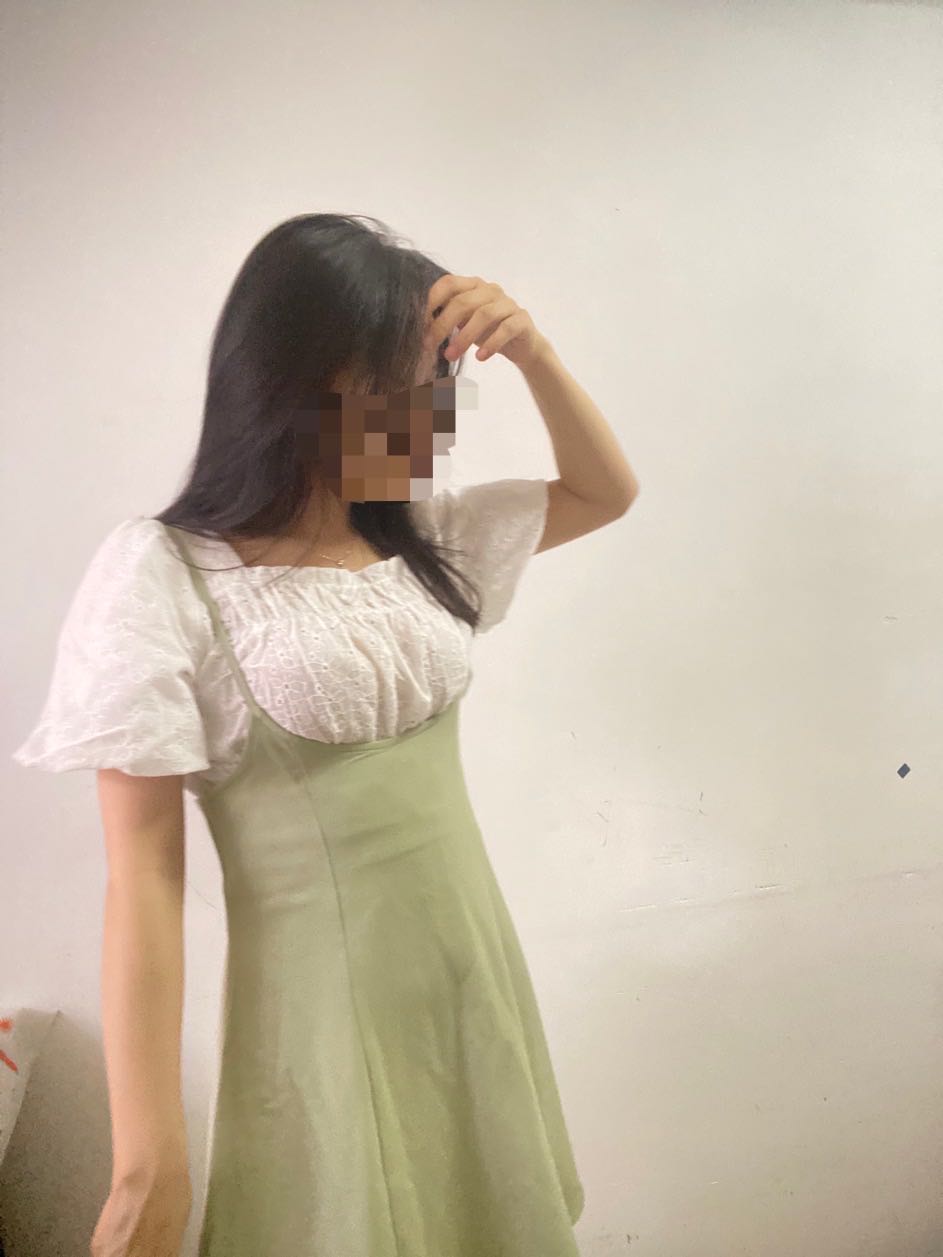 瞌睡兔 细肩带大u领 显瘦高腰吊带裙女夏短裙小个子茶歇a字连衣裙