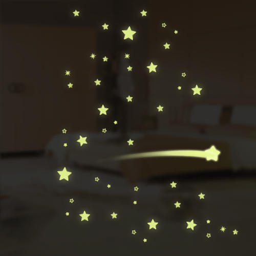 韩国正品星星月亮夜光贴 荧光自粘墙贴 儿童房卧室卡通墙壁贴纸nt