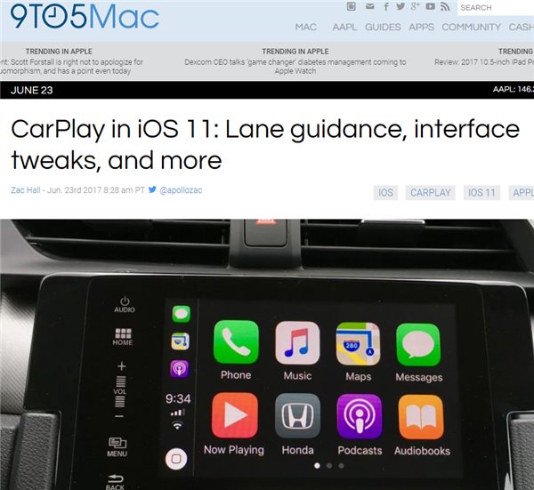 苹果CarPlay在iOS 11..