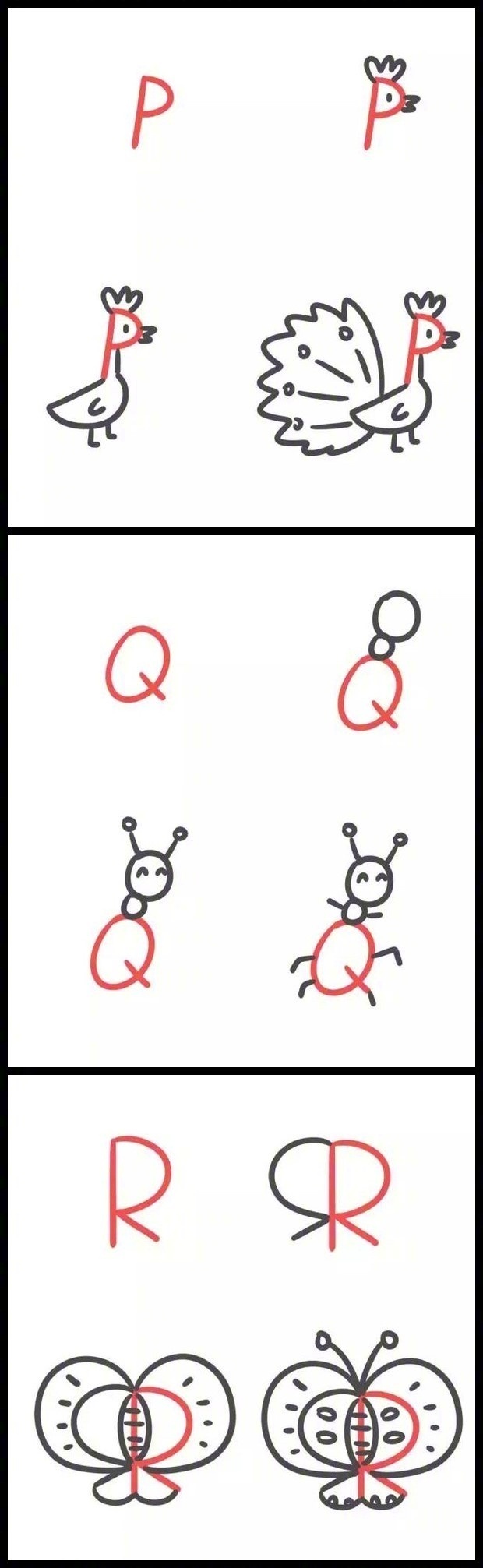 家有萌宝#教你用26个字母画出有趣又简单的小动物,学会了可以哄小