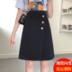 Irregular skirt for women with high waist large size q open line pocket mid-length fat mm design cover hips professional a-line skirt
