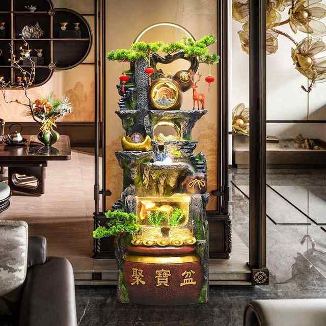 Rocked Mountain Fountain Fountain Living Room Fortune Feng Shui Wheel Office Poly Terry Circular Water Decoration Fish Tank Land Lab
