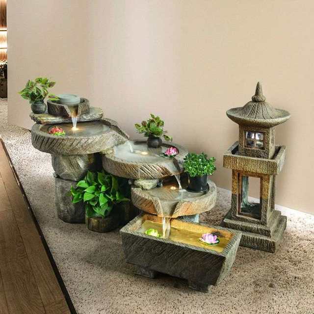 
Creative Chinese-style flowing ornaments Living room, home balcony, garden, teahouse, stone mill landscape, courtyard club, wealth decoration