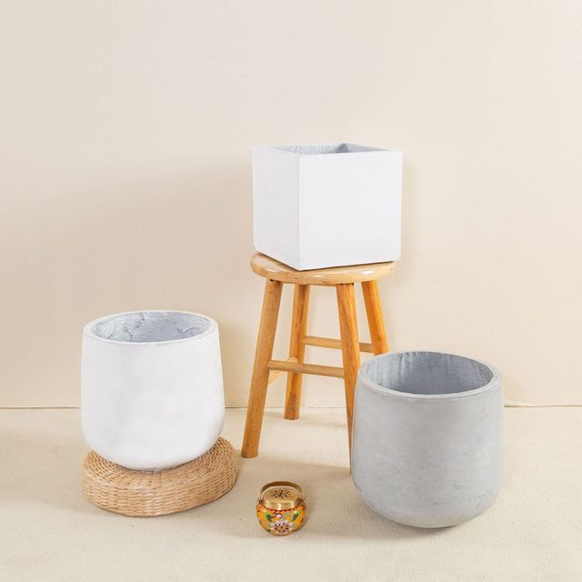 
Nordic style handmade resin simulation flower pot rattan flower basket home big belly straw wholesale gardening round square