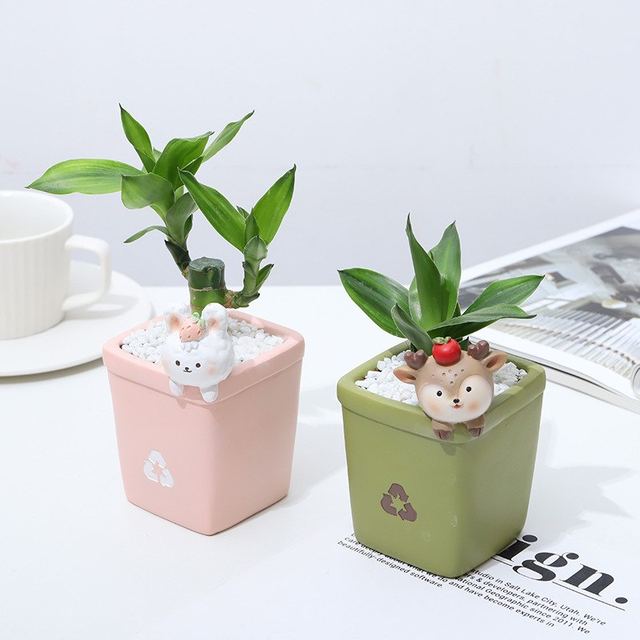 
ins desktop creative diy cartoon multi-home potted resin flower pot office gardening small meat flower pot container handmade