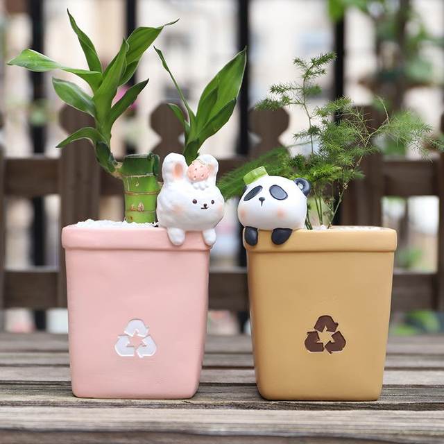 
ins desktop creative diy cartoon multi-home potted resin flower pot office gardening small meat flower pot container handmade