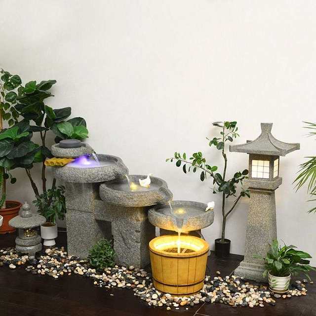 
Creative Chinese-style flowing ornaments Living room, home balcony, garden, teahouse, stone mill landscape, courtyard club, wealth decoration