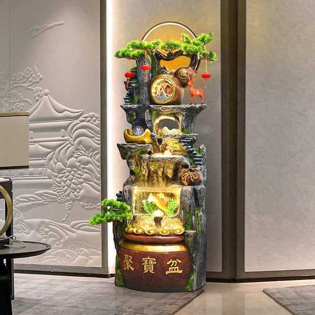 Rocked Mountain Fountain Fountain Living Room Fortune Feng Shui Wheel Office Poly Terry Circular Water Decoration Fish Tank Land Lab
