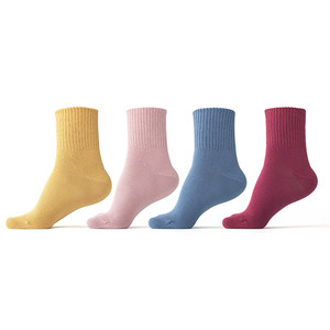 
Bb/Banbi Women's Socks Spring and Autumn and Winter Adult Solid Color Anti-odorant Sweat-absorbent Boneless Mid-Tube Cotton Socks