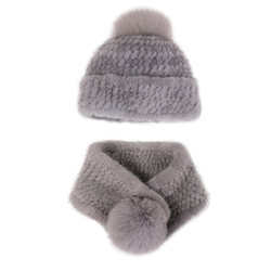 Korean Style Mink Fur Hat And Scarf Two-piece Set Mink Fur Hat For Women Winter Warm Scarf Fox Fur Ball