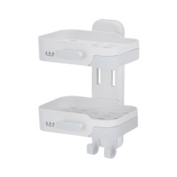 Double-layer storage rack without punching wall-mounted soap dish