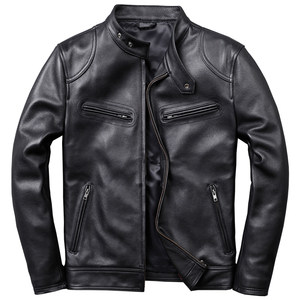 
Off-code clearance genuine leather leather jacket stand collar men's top layer cowhide casual short leather jacket versatile simple leather jacket