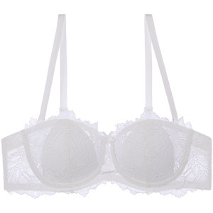 
Strapless underwear for women, strapless girl, beautiful thin back, non-slip lace, large breasts, small breasts, half cups, gathering bra