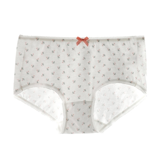 Cotton culture pure cotton panties female 100%whole cotton antibacterial girl cute thin mid -waist flat -angle tier trousers breathable hip