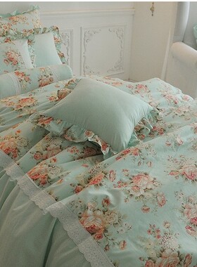 韩国进口时光感觉温暖柔和色调秋冬超柔长绒毛毛温暖床品套件