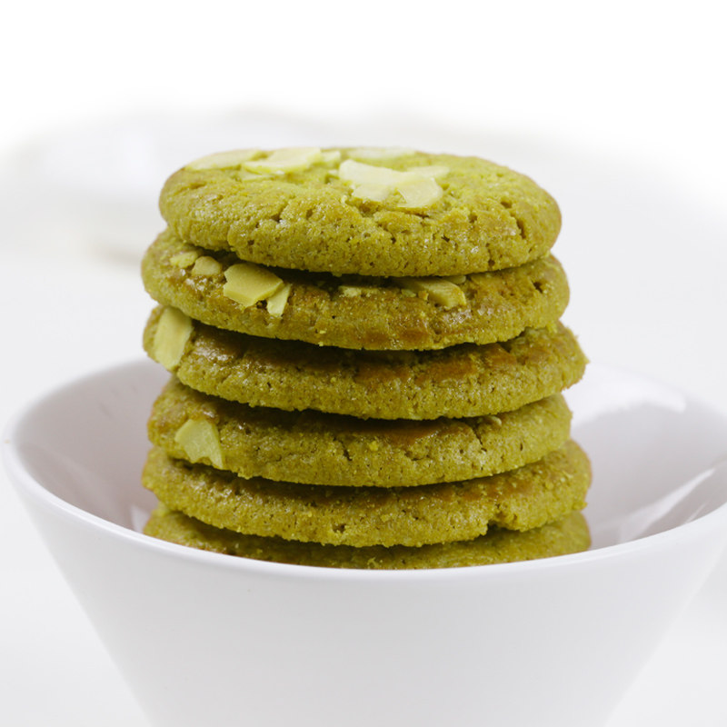百滋百特 好吃抹茶杏仁曲奇饼干 手工美食休闲零食办公室休闲小吃