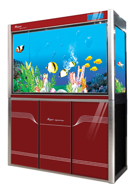 越美第6代子弹头龙鱼缸底部过滤1.2米1.5米生态金鱼缸水族箱