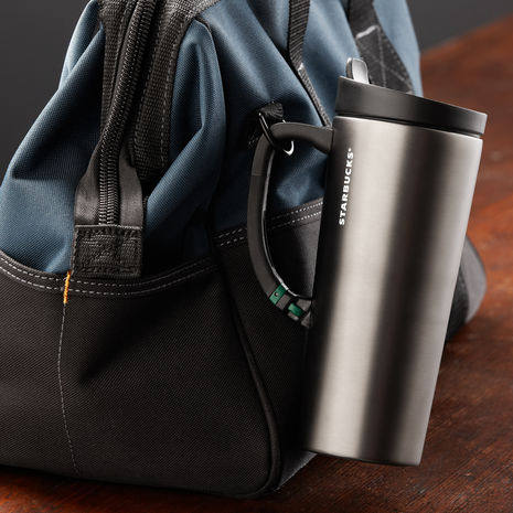 美国starbucks星巴克冒险家黑色不锈钢随行杯旅行保温杯子手柄