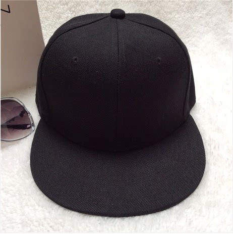 包邮男女纯黑色嘻哈光板平沿棒球帽韩版鸭舌帽遮阳李易峰同款帽子