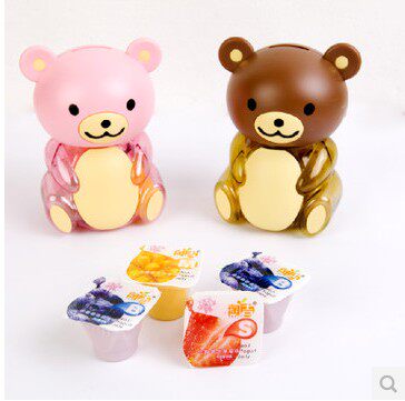 淘吉正品情侣优酪果冻布丁2只装可爱小熊公仔存钱罐儿童健康零食